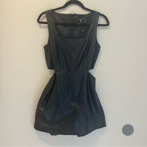 7 For All Mankind Black Faux Leather Cut Out Short Romper Size Small NWOT